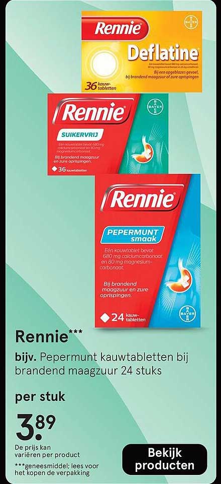 Rennie Pepermunt kauwtabletten bij brandend maagzuur 24 stuks