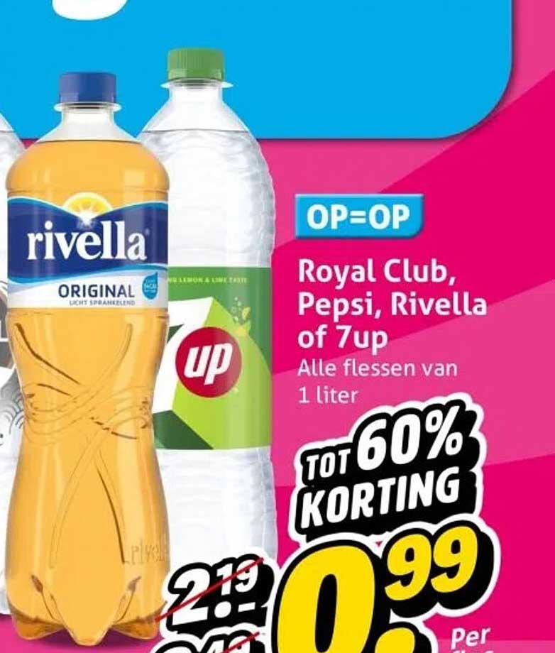 Royal Club, Pepsi, Rivella of 7up - Alle flessen van 1 liter