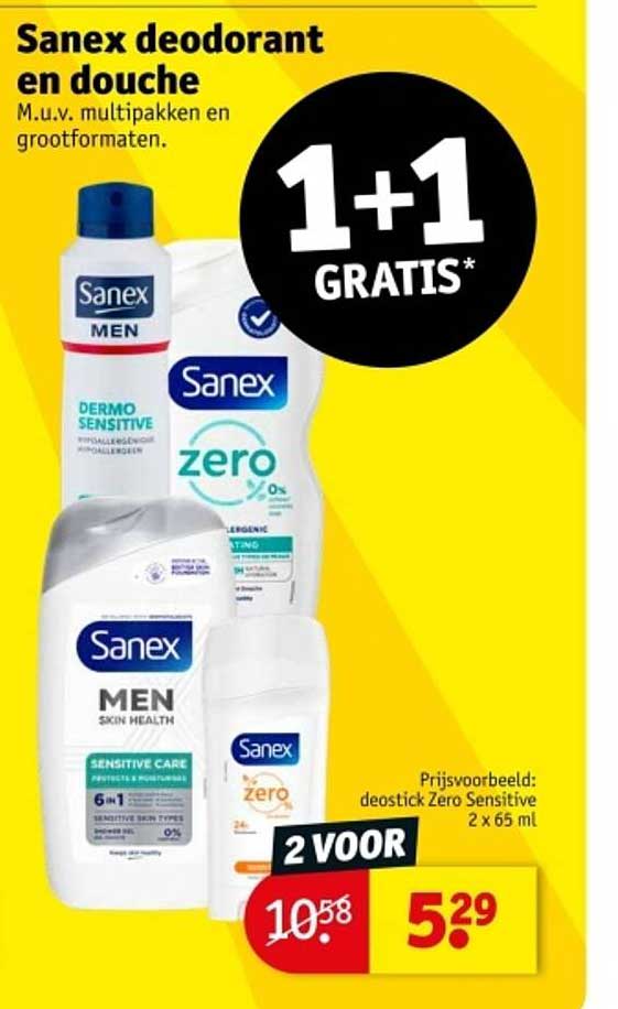 Sanex deodorant en douche 1+1 GRATIS
