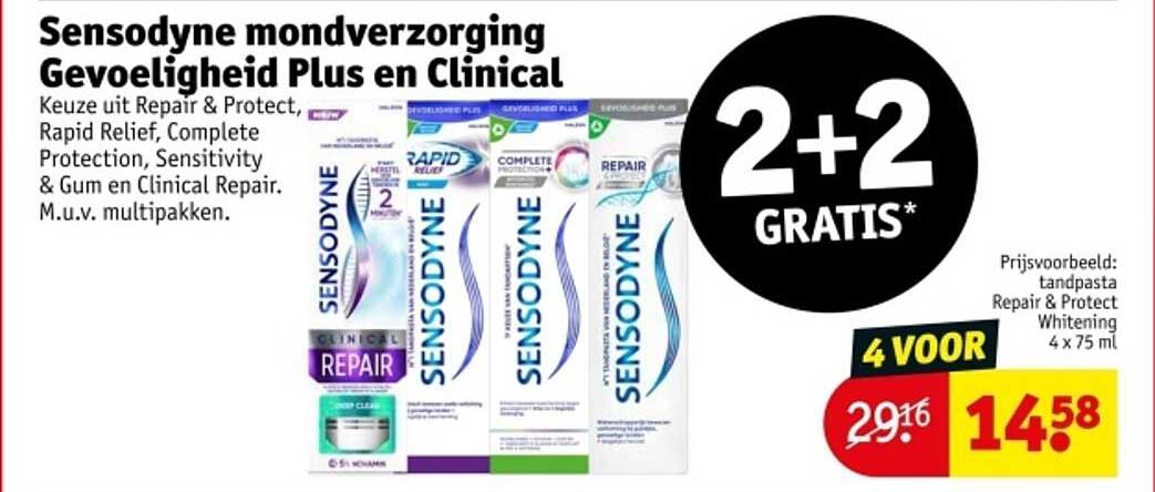 Sensodynemondverzorging Gevoeligheid Plus en Clinical