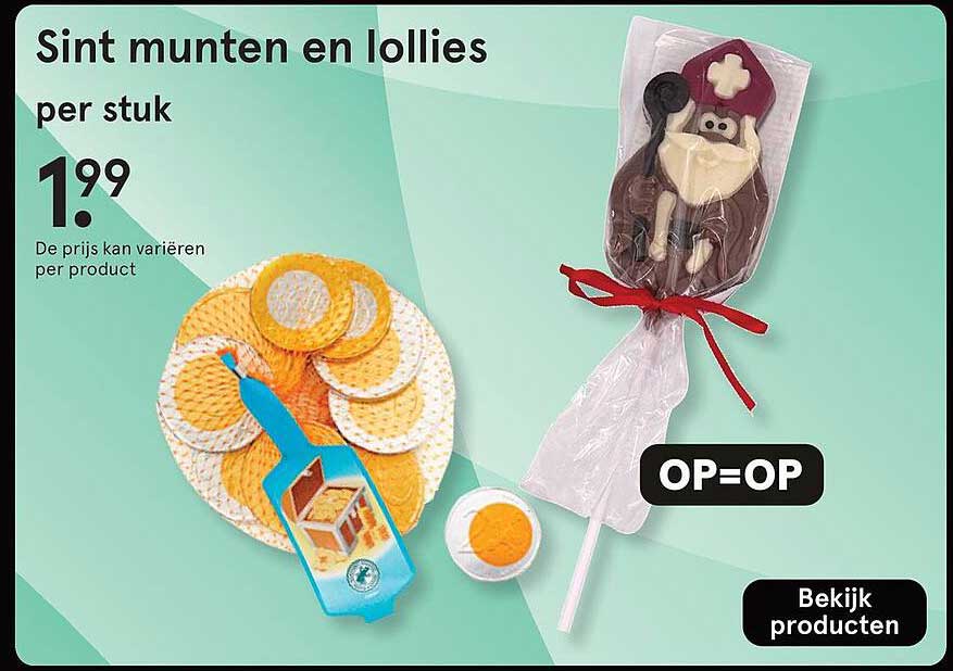 Sint munten en lollies per stuk