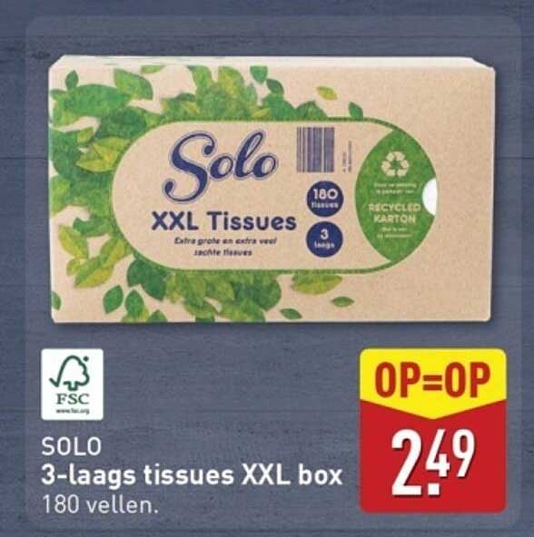 SOLO 3-laags tissues XXL box 180 vellen.
