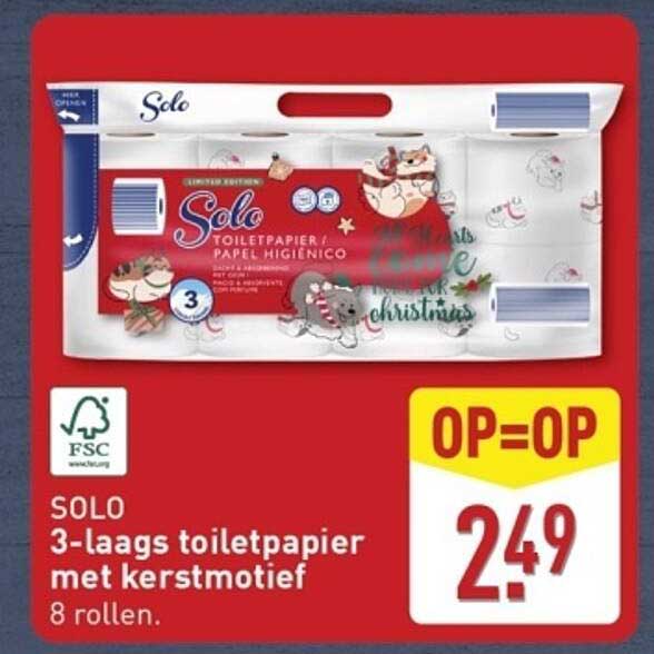 SOLO 3-laags toiletpapier met kerstmotief