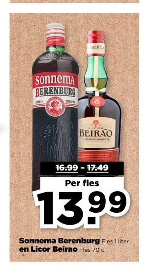 Sonnema Berenburg Fles 1 liter en Licor Beirao Fles 70 cl