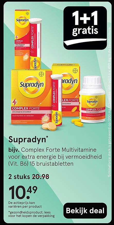 Supradyn bijv. Complex Forte Multivitamine voor extra energie bij vermoeidheid (Vit. B6) 15 bruistabletten