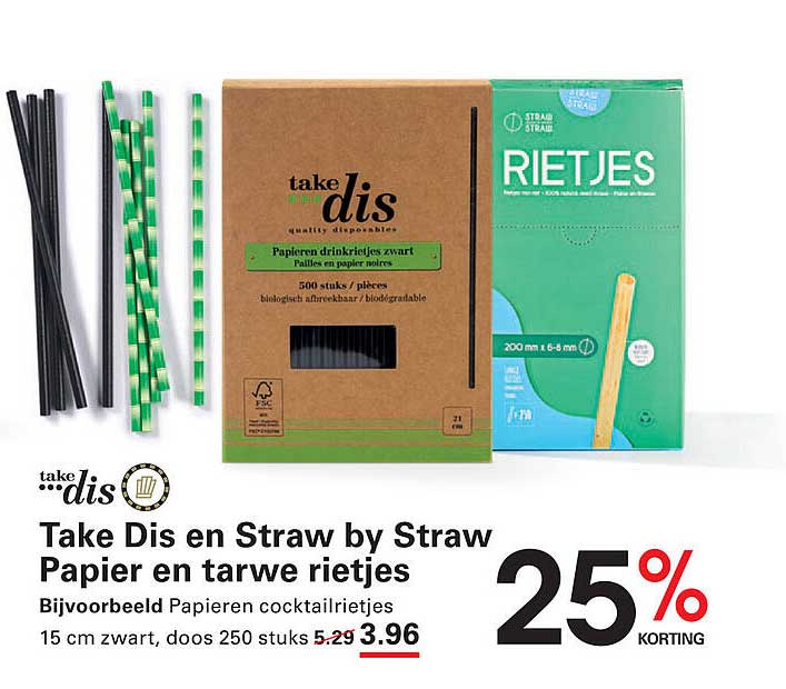 Take Dis en Straw by Straw Papieren en tarwe rietjes