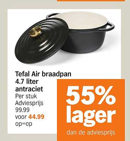 Tefal Air braadpan 4.7 liter antraciet