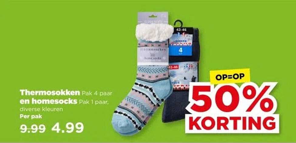 Thermosokken Pak 4 paar en homesocks Pak 1 paar, diverse kleuren