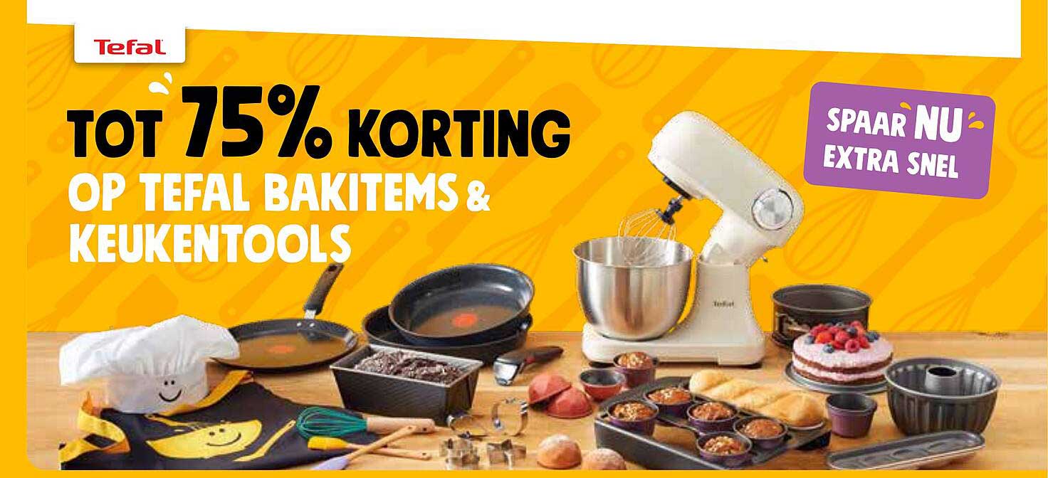 Tot 75% korting op Tefal bakitems & keukentools