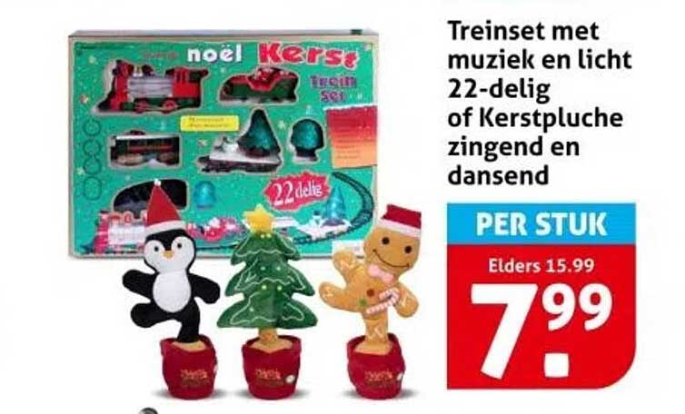 Treinset met muziek en licht 22-delig of Kerstpluche zingend en dansend