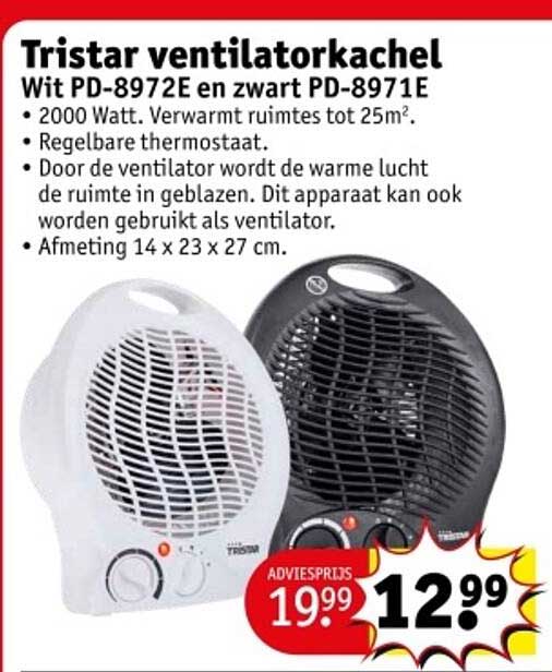 Tristar ventilatorkachel Wit PD-8972E en zwart PD-8971E