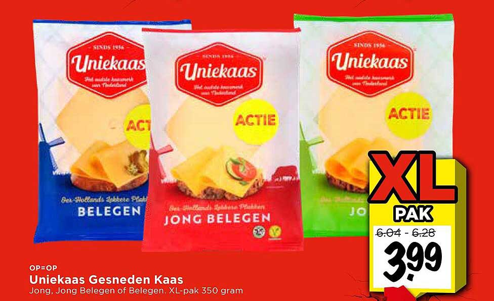 Uniekaas Gesneden Kaas Jong, Jong Belegen of Belegen XL-pak 350 gram