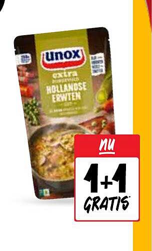 Unox Extra Stukjes Hollandse Erwtensoep 1+1 Gratis