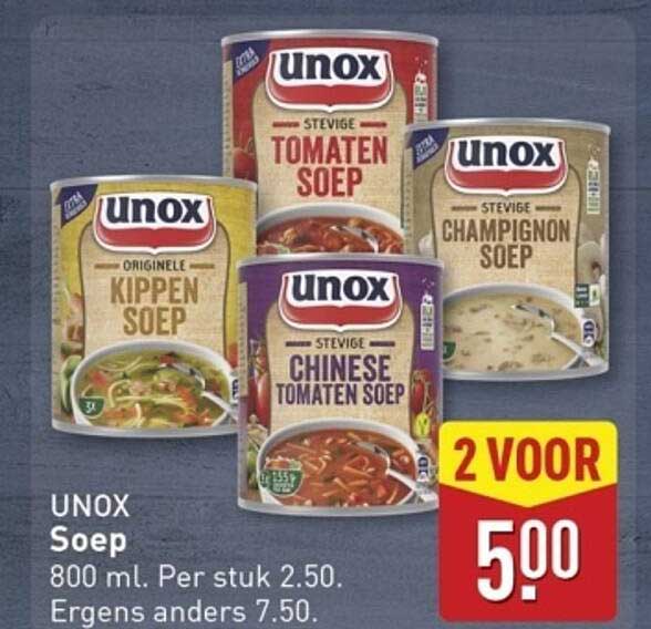 UNOX Soep 800 ml - 2 voor € 5,00