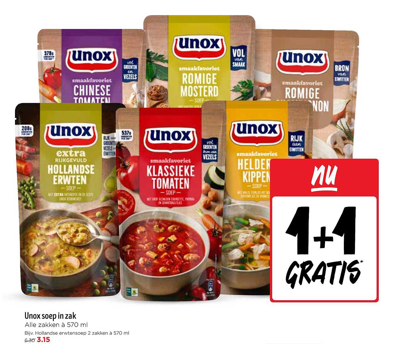 Unox soep in zak - Alle zakken à 570 ml - Nu 1 + 1 gratis!