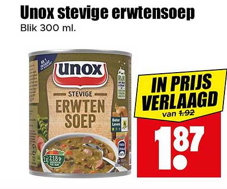 Unox stevige erwtensoep Blik 300 ml.