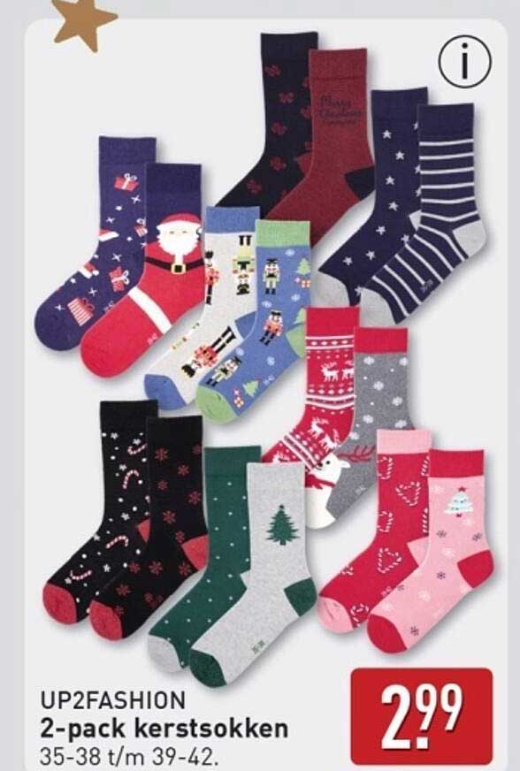 UP2FASHION 2-pack kerstsokken 35-38 t/m 39-42