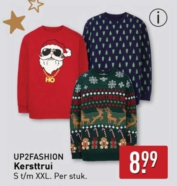 UP2FASHION Kersttrui S t/m XXL. Per stuk.