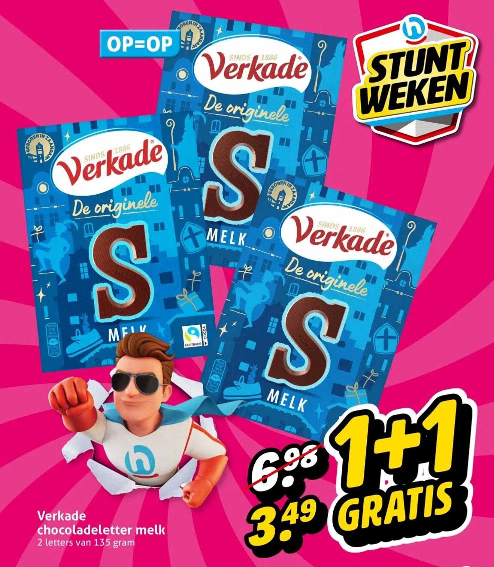 Verkade chocoladeletter melk 2 letters van 135 gram