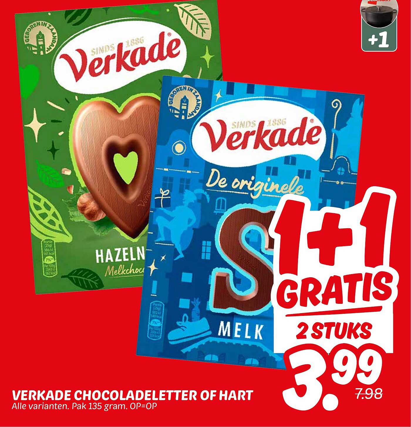 VERKADE CHOCOLADELETTER OF HART