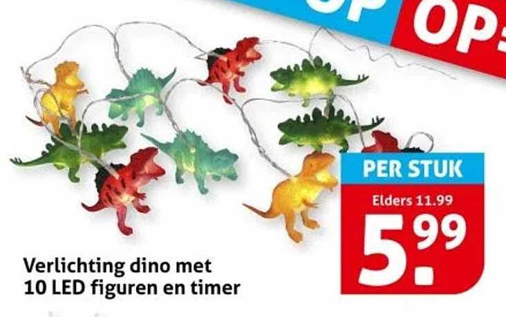 Verlichting dino met 10 LED figuren en timer