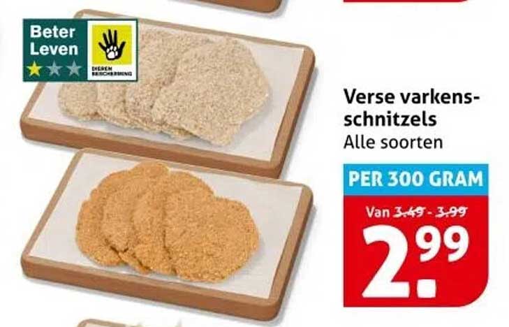 Verse varkensschnitzels Alle soorten