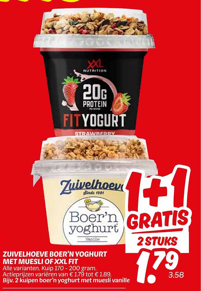 Zuivelhoeve Boer’n Yoghurt met Muesli of XXL Fit