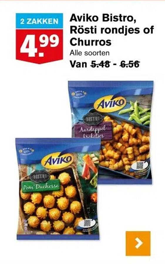 Aviko Bistro, Rösti Rondjes Of Churros Aanbieding bij Hoogvliet ...