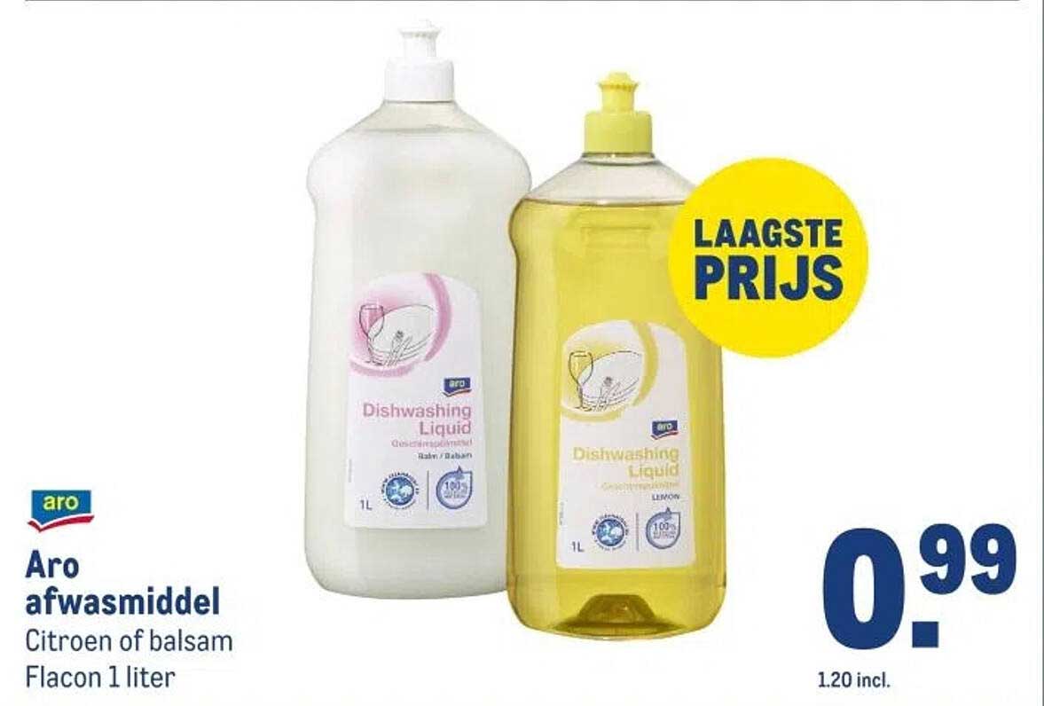 Aro afwasmiddel Citroen of balsam Flacon 1 liter
