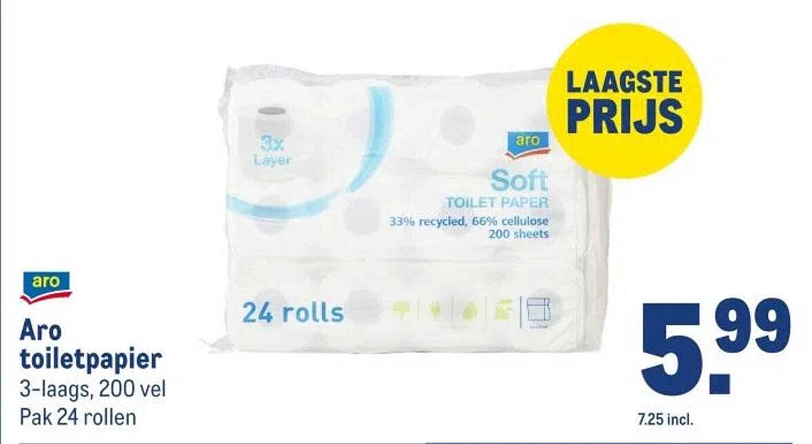 Aro toiletpapier 3-laags, 200 vel Pak 24 rollen