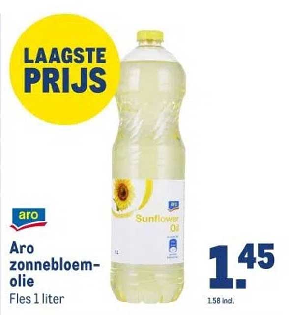 Aro zonnebloemolie Fles 1 liter