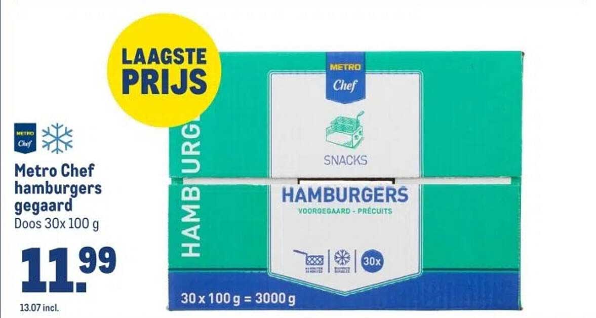 Metro Chef hamburgers gegaard Doos 30x 100 g