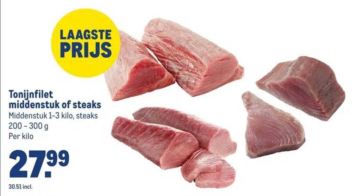 Tonijnfilet middestuk of steaks