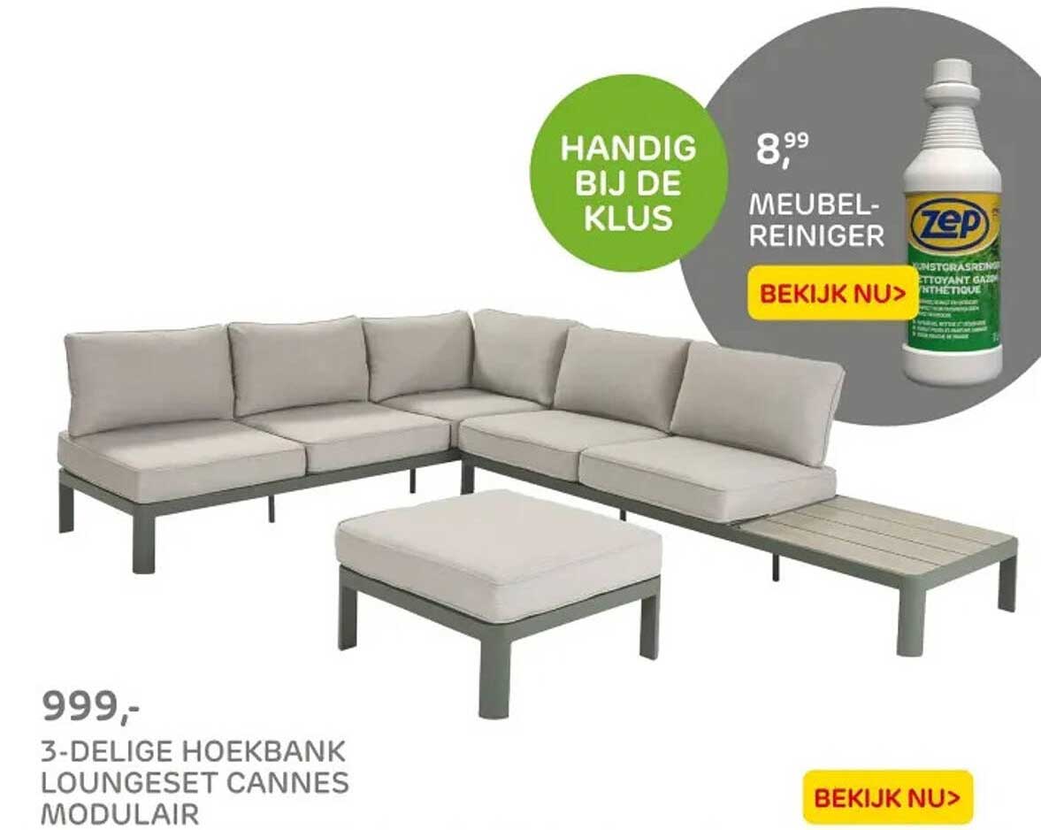 3-DELIGE HOEKBANK LOUNGESET CANNES MODULAIR