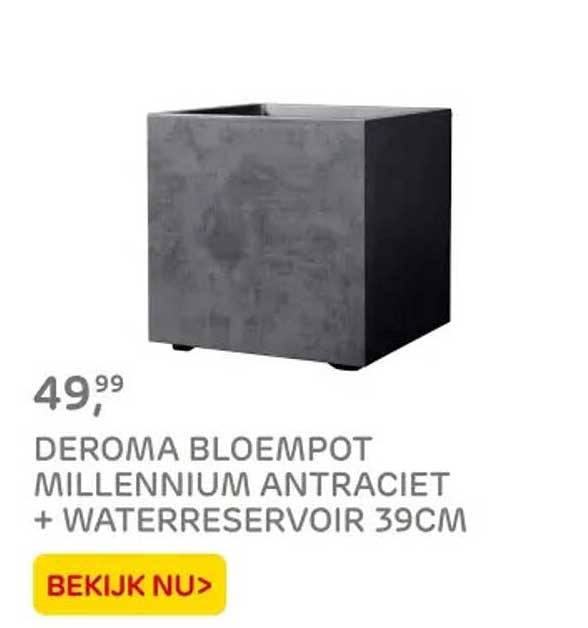 DEROMA BLOEMPOT MILLENNIUM ANTRACIET + WATERRESERVOIR 39CM