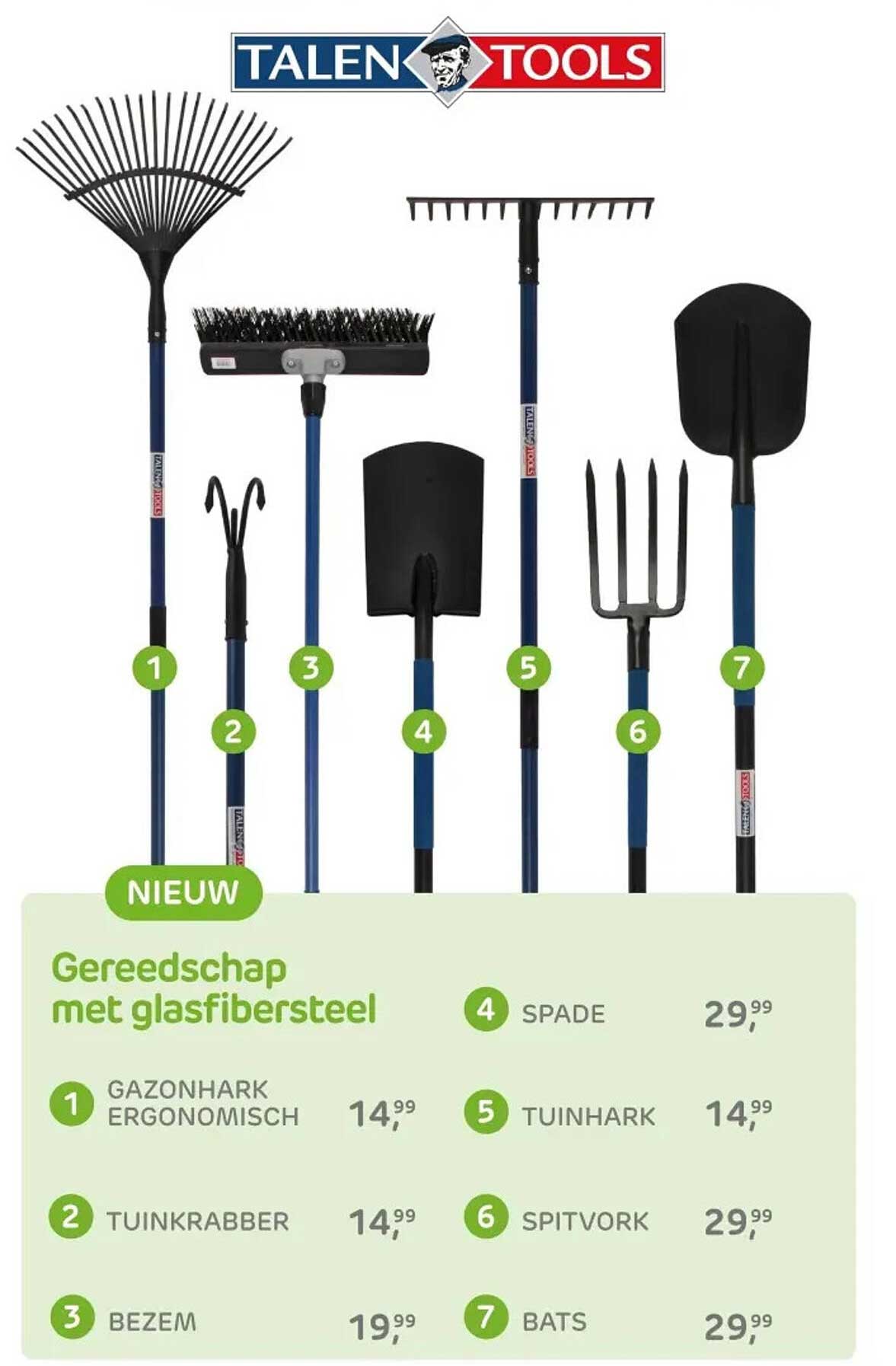 Gereedschap met glasfibersteel