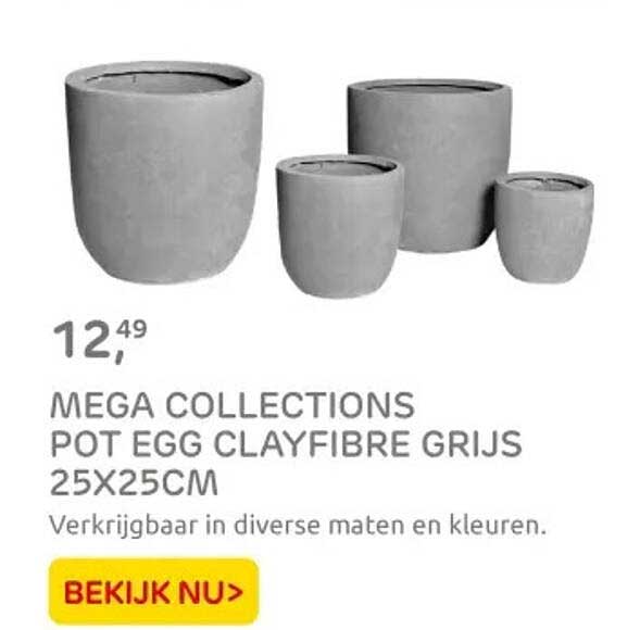 MEGA COLLECTIONS POT EGG CLAYFIBRE GRIJZ