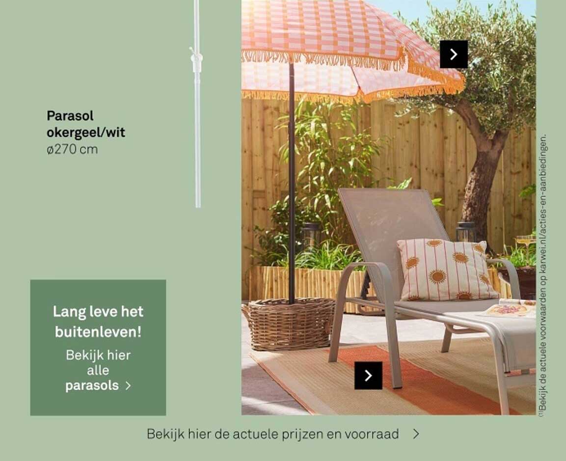 Parasol okergeel/wit