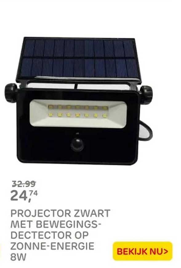 PROJECTOR ZWART MET BEWEGINGSDETECTOR OP ZONNE-ENERGIE 8W