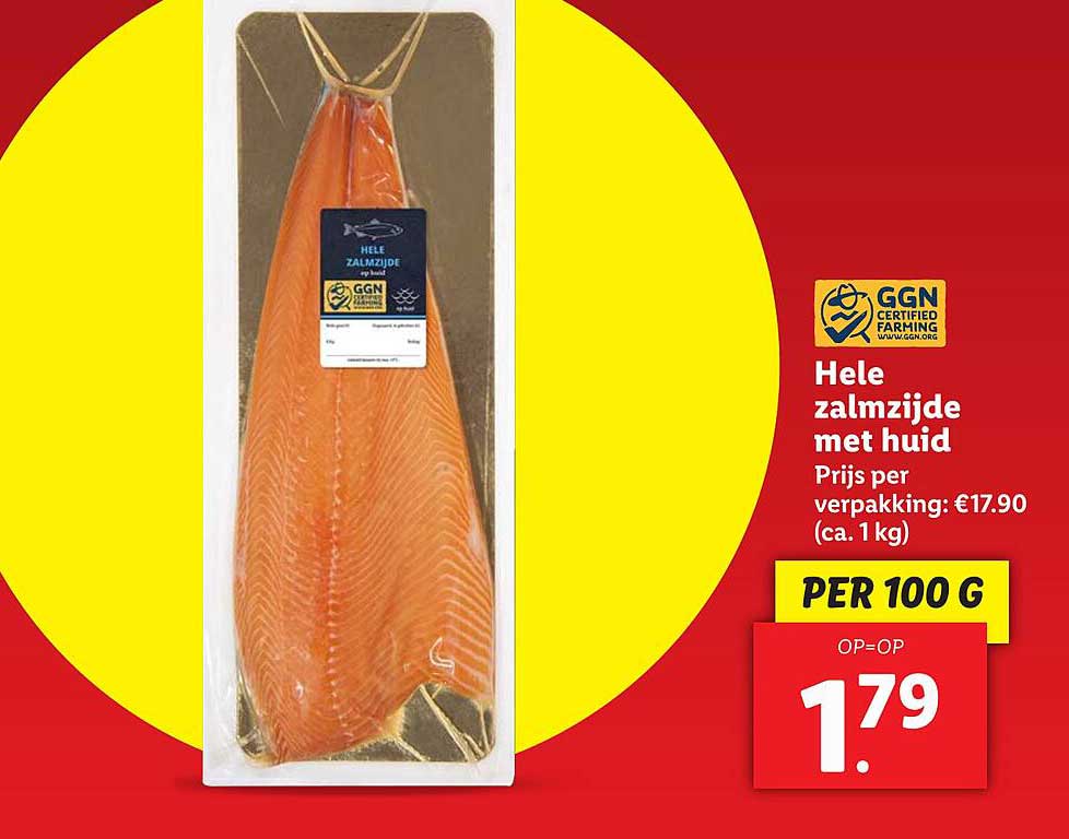 Hele zalmzijde met huid