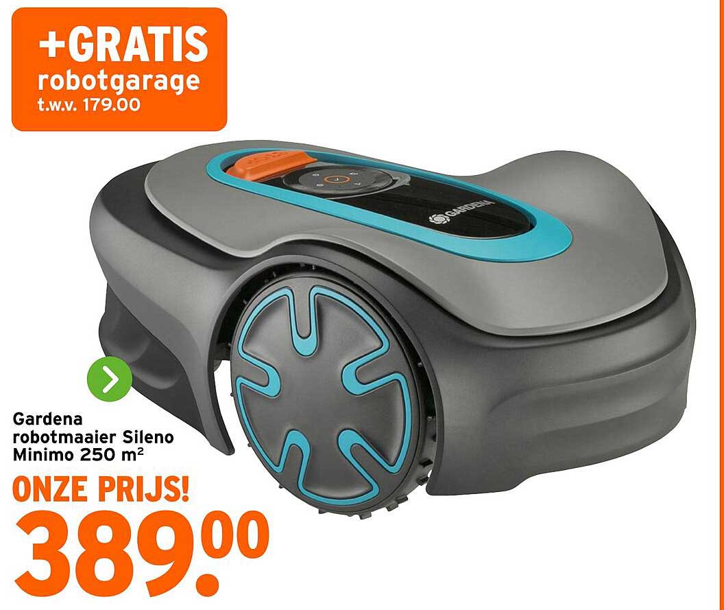 Gardena robotmaaier Sileno Minimo 250 m² +GRATIS robotgarage t.w.v. 179.00