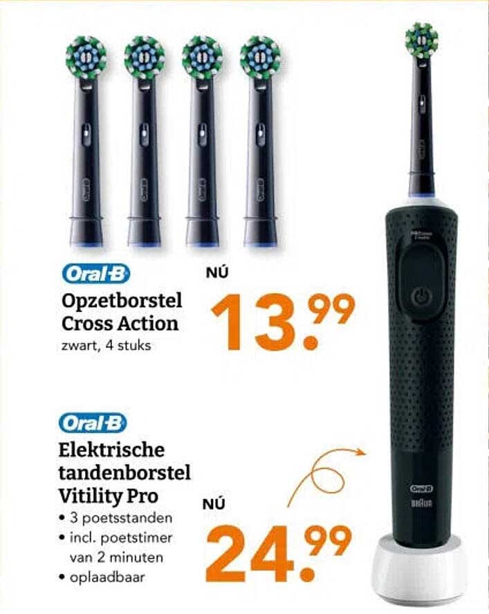 Oral-B Opzetborstel Cross Action zwart, 4 stuks