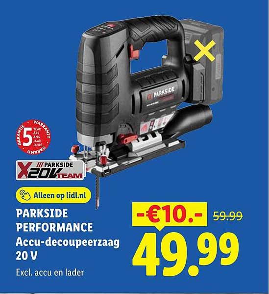 PARKSIDE PERFORMANCE Accu-decoupeerzaag 20 V Excl. accu en lader