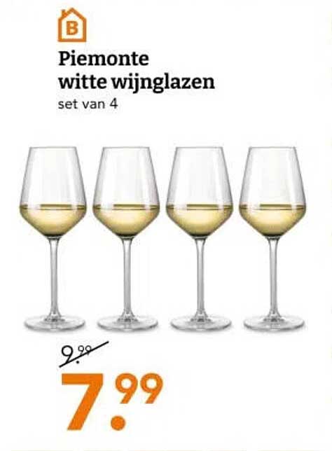 Piemonte witte wijnglazen set van 4