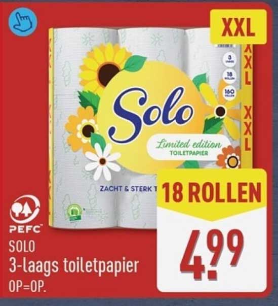 SOLO 3-laags toiletpapier XXL 18 ROLLEN