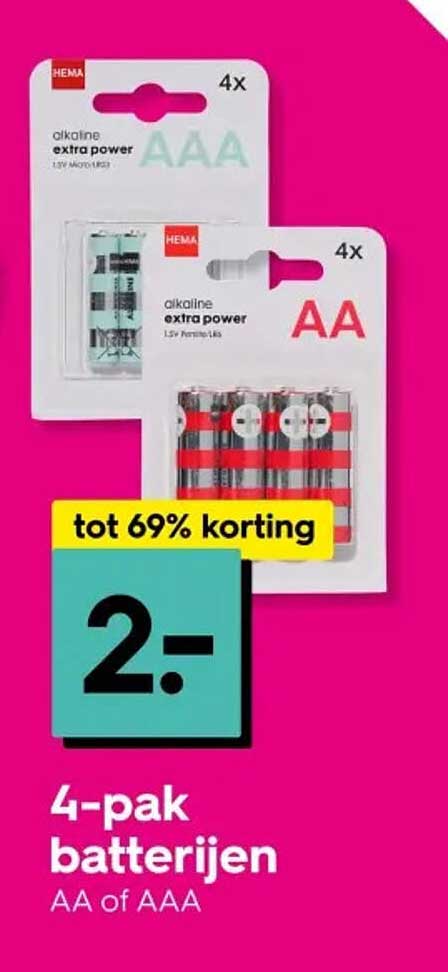 4-pak batterijen AA of AAA