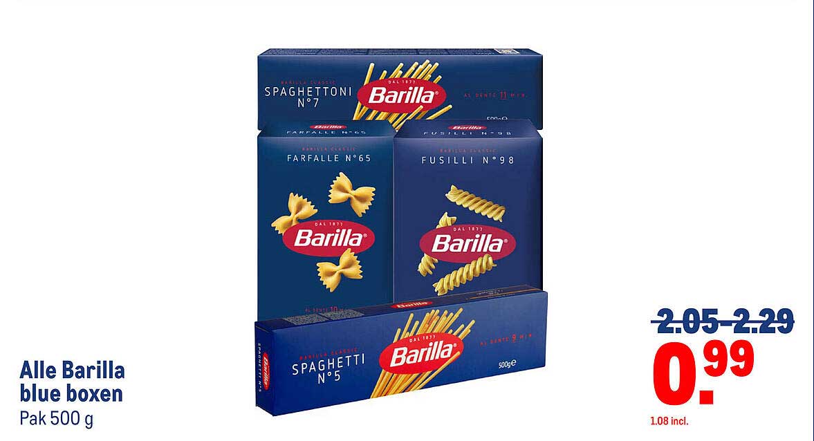 Alle Barilla blue boxen