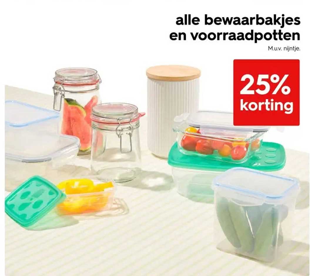 alle bewaarbakjes en voorraadpotten - 25% korting