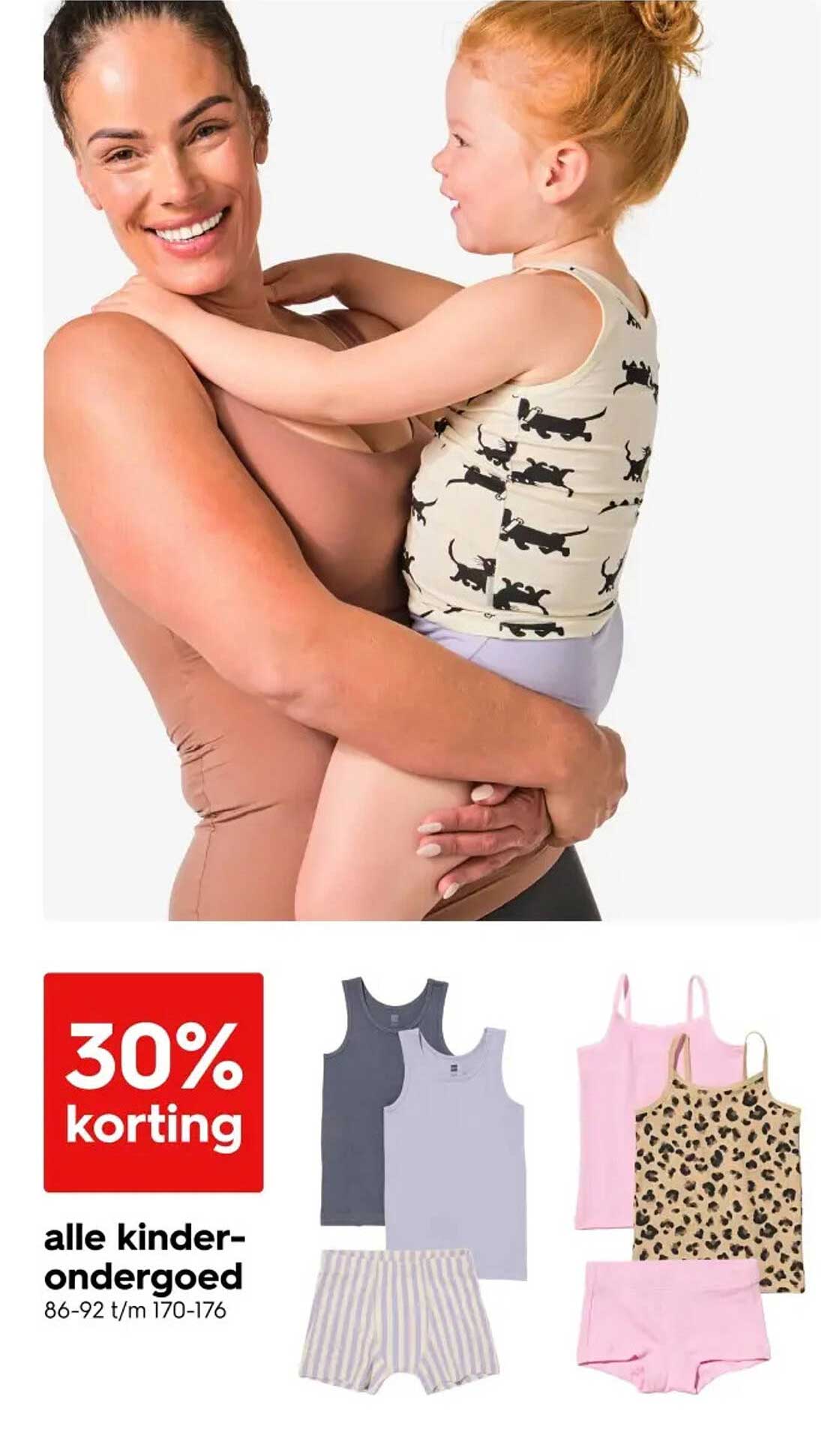 Alle kinderondergoed 30% korting