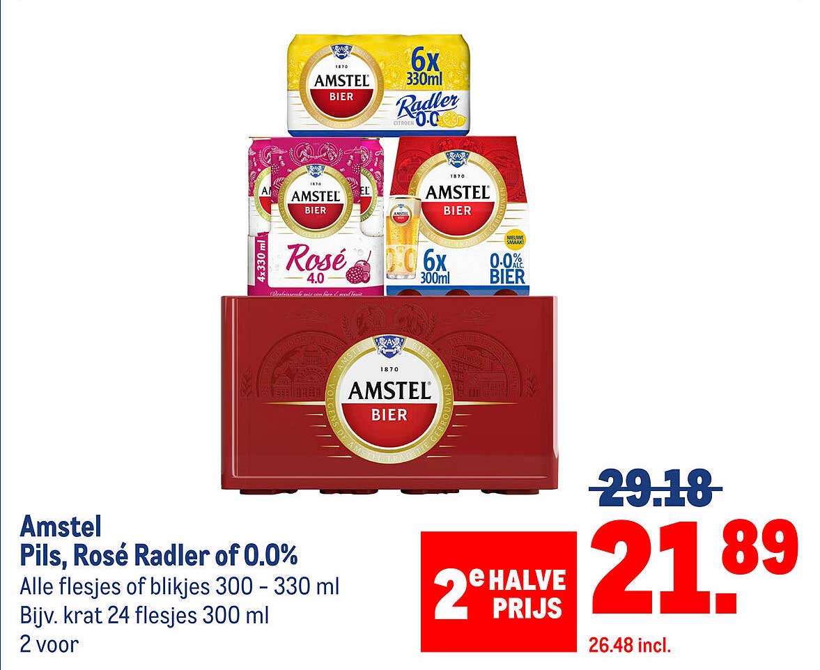 Amstel Pils, Rosé Radler of 0.0% - 2 voor